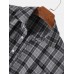 Mens Vintage Check Print Cotton Button Lapel Long Sleeve Casual Loose Shirt
