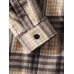 Mens Plaid Print Double Pockets Cotton Lapel Long Sleeve Casual Shirt