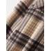 Mens Plaid Print Double Pockets Cotton Lapel Long Sleeve Casual Shirt