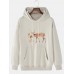 Mens Cartoon Elk Print Drop Shoulder Kangaroo Pocket Hoodies