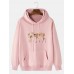Mens Cartoon Elk Print Drop Shoulder Kangaroo Pocket Hoodies