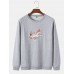 Mens Flame Astronaut Graphic Round Neck Cotton Pullover Sweatshirts