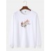 Mens Flame Astronaut Graphic Round Neck Cotton Pullover Sweatshirts