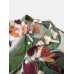 Mens Holiday Floral Plants Print Lapel Casual Short Sleeve Shirts