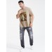Mens Vintage Mushroom Graphic Print Cotton Short Sleeve Plus Size T-Shirt