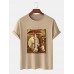 Mens Vintage Mushroom Graphic Print Cotton Short Sleeve Plus Size T-Shirt