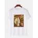 Mens Vintage Mushroom Graphic Print Cotton Short Sleeve Plus Size T-Shirt
