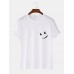 Mens Plain Smile Pattern O-Neck Short Sleeve Cotton Plus Size T-Shirt