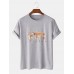 Mens Deer Oil Painting Print O-Neck Cotton Short Sleeve Plus Size T-Shirt