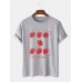 Mens Hand-Painted Strawberry Print O-Neck Plus Size Short Sleeve T-Shirt