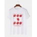 Mens Hand-Painted Strawberry Print O-Neck Plus Size Short Sleeve T-Shirt