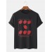Mens Hand-Painted Strawberry Print O-Neck Plus Size Short Sleeve T-Shirt