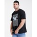 Mens Striped 3D Cat Print Cotton O-Neck Short Sleeve Casual Plus Size T-Shirt