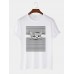 Mens Striped 3D Cat Print Cotton O-Neck Short Sleeve Casual Plus Size T-Shirt
