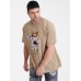 Mens Astronaut Bear Graphic Print Cotton Thin Short Sleeve Plus Size T-Shirt