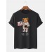 Mens Astronaut Bear Graphic Print Cotton Thin Short Sleeve Plus Size T-Shirt