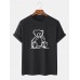 Mens Hand-Painted Bear Print Cotton Short Sleeve Casual Plus Size T-Shirt
