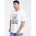 Mens Hand-Painted Bear Print Cotton Short Sleeve Casual Plus Size T-Shirt