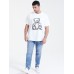 Mens Hand-Painted Bear Print Cotton Short Sleeve Casual Plus Size T-Shirt
