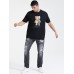 Mens Mechanical Bear Graphic Print Casual Cotton Plus Size T-Shirt
