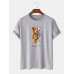 Mens Mechanical Bear Graphic Print Casual Cotton Plus Size T-Shirt