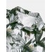 Mens All Over Tropical Plant Leaf Print Lapel Holiday Short Sleeve Shirts