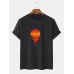 Mens Sunset Graphic Print Cotton O-Neck Short Sleeve Plus Size T-Shirt