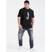 Mens Cartoon Ice Cream Astronaut Print Cotton Short Sleeve Plus Size T-Shirt