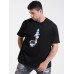 Mens Cartoon Ice Cream Astronaut Print Cotton Short Sleeve Plus Size T-Shirt