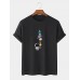 Mens Cartoon Ice Cream Astronaut Print Cotton Short Sleeve Plus Size T-Shirt