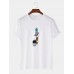 Mens Cartoon Ice Cream Astronaut Print Cotton Short Sleeve Plus Size T-Shirt