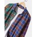 Mens Plaid Patchwork Button Up Lapel Casual Long Sleeve Shirts