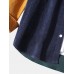 Mens Corduroy Multi Color Patchwork Lapel Casual Long Sleeve Shirts