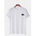 Mens Cute Cat Solid Color Casual O-Neck Short Sleeve T-Shirts