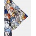 Mens Allover Funny Cartoon Print Revere Collar Short Sleeve Shirts