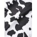 Mens Cow Pattern Print Revere Collar Short Sleeve Casual Shirts