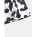 Mens Cow Pattern Print Revere Collar Short Sleeve Casual Shirts