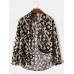 Mens All Over Print Button Up Lapel Holiday Long Sleeve Shirts