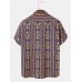Mens Tribal Geometry Print Short Sleeve Casual Shirts