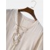 Mens Solid Color V-Neck Bandage Relaxed Fit Half Sleeve T-Shirts