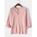 Mens Solid V-Neck High Low Loose Long Sleeve T-Shirts With Pocket