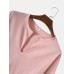 Mens Solid V-Neck High Low Loose Long Sleeve T-Shirts With Pocket