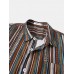 Mens Striped Print Short Sleeve Holiday Shirts