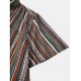 Mens Striped Print Short Sleeve Holiday Shirts