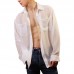 Men Mesh Sheer Shirt Casual Loose Blouse Beach UV-proof Party Club Top Outdoor Hiking