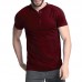 Men T-shirts V Neck Casual Short Sleeve Slim Fitted Blouse Short Sleeve with Buttons Outdoor Hiking