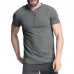 Men T-shirts V Neck Casual Short Sleeve Slim Fitted Blouse Short Sleeve with Buttons Outdoor Hiking