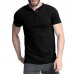 Men T-shirts V Neck Casual Short Sleeve Slim Fitted Blouse Short Sleeve with Buttons Outdoor Hiking
