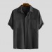 Men's Short Sleeve Button Down T-shirt Business Office Blouse Outdoor Hiking
