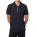 Men's T-shirt Zip Casual Slimming Short Sleeve Cotton Tee Sport Hiking Tops
